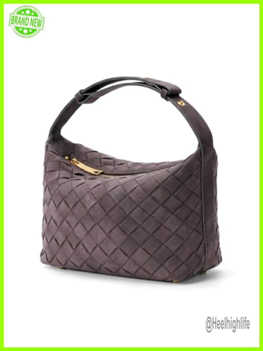 Hand-Woven Faux Suede Hobo Bag Vegan Leather Shoulder Purse